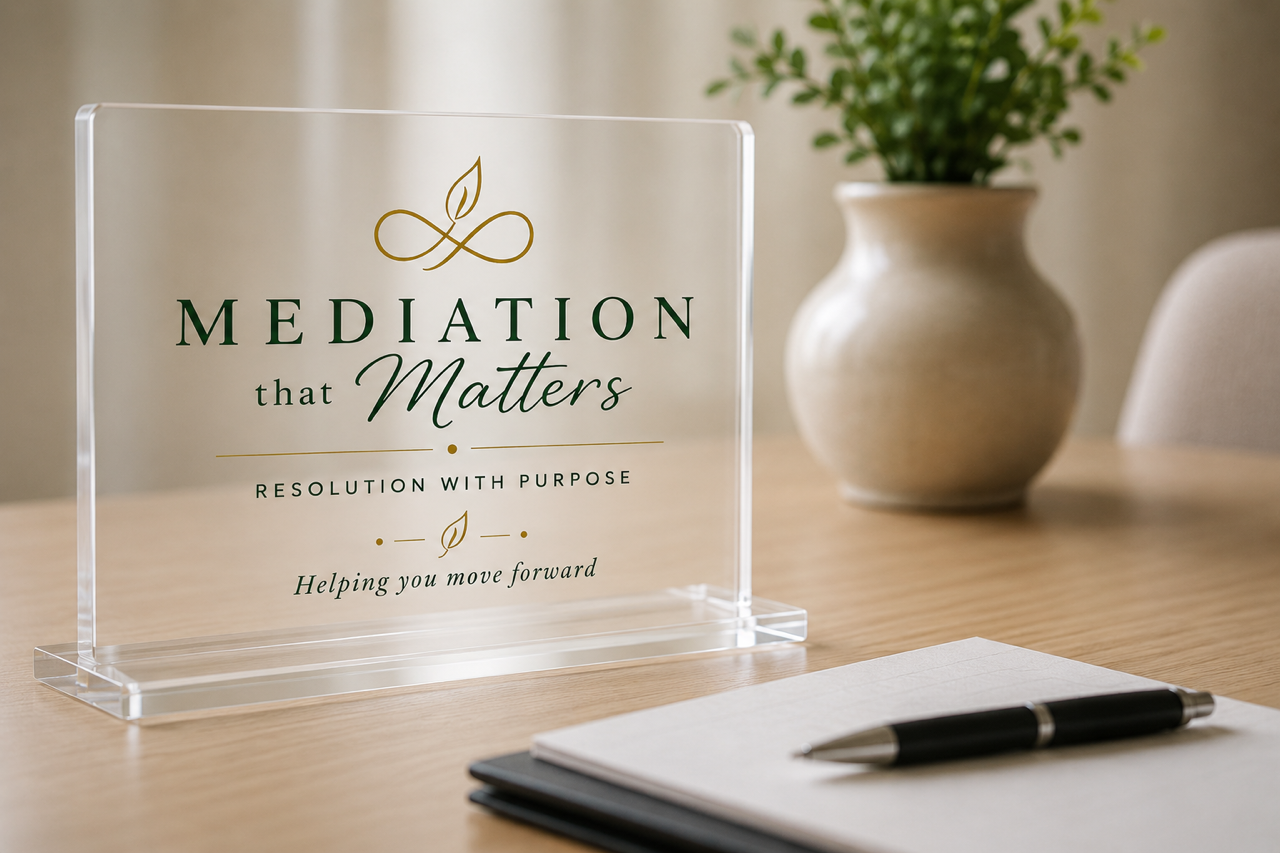 Mediation that Matters desk sign